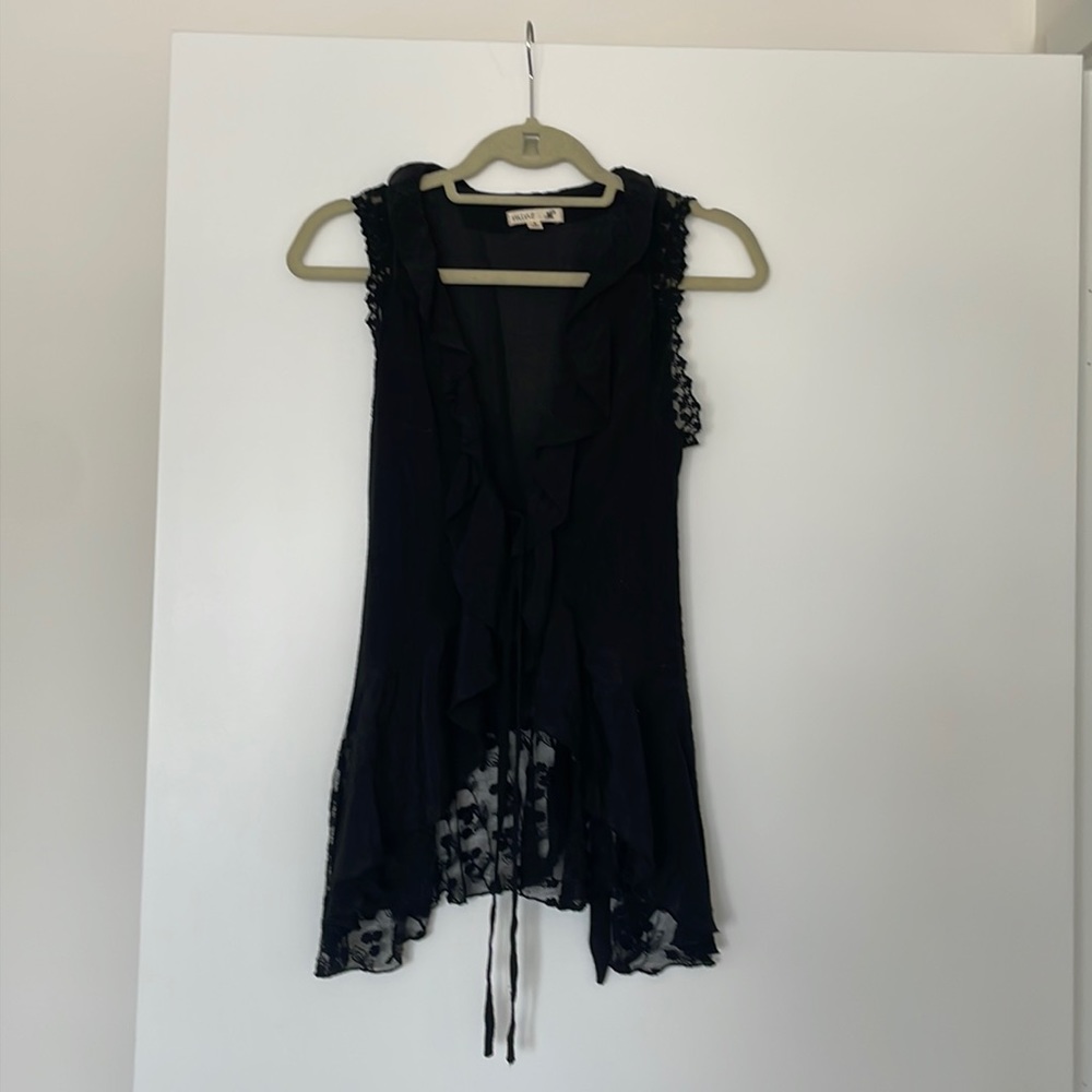Mine size S black sheer vest or tie up top